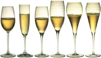 different shapes of Champagne glass